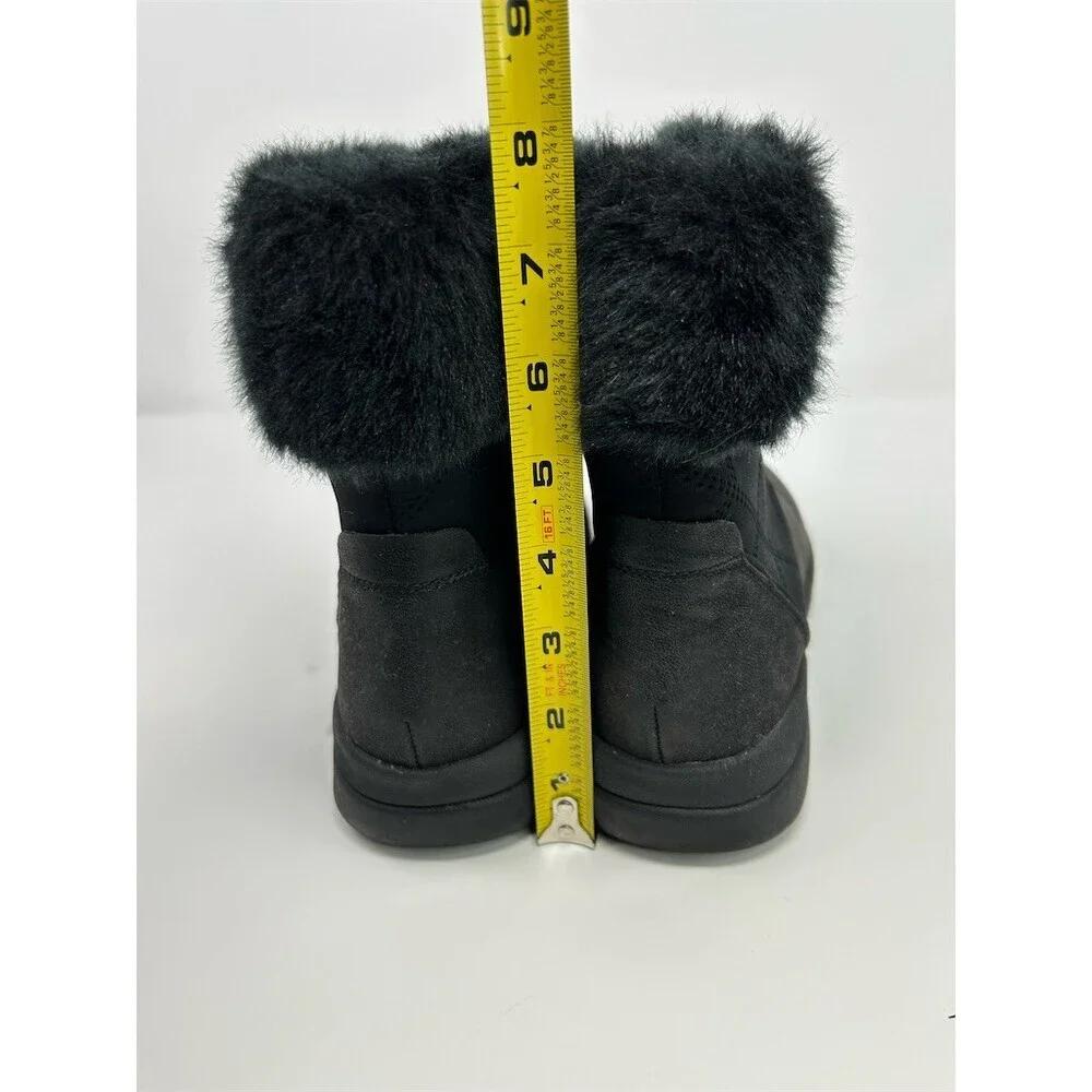 Clarks Cloudsteppers Cabrini Reef Black Faux Fur Cuff Ankle Booties Size 9